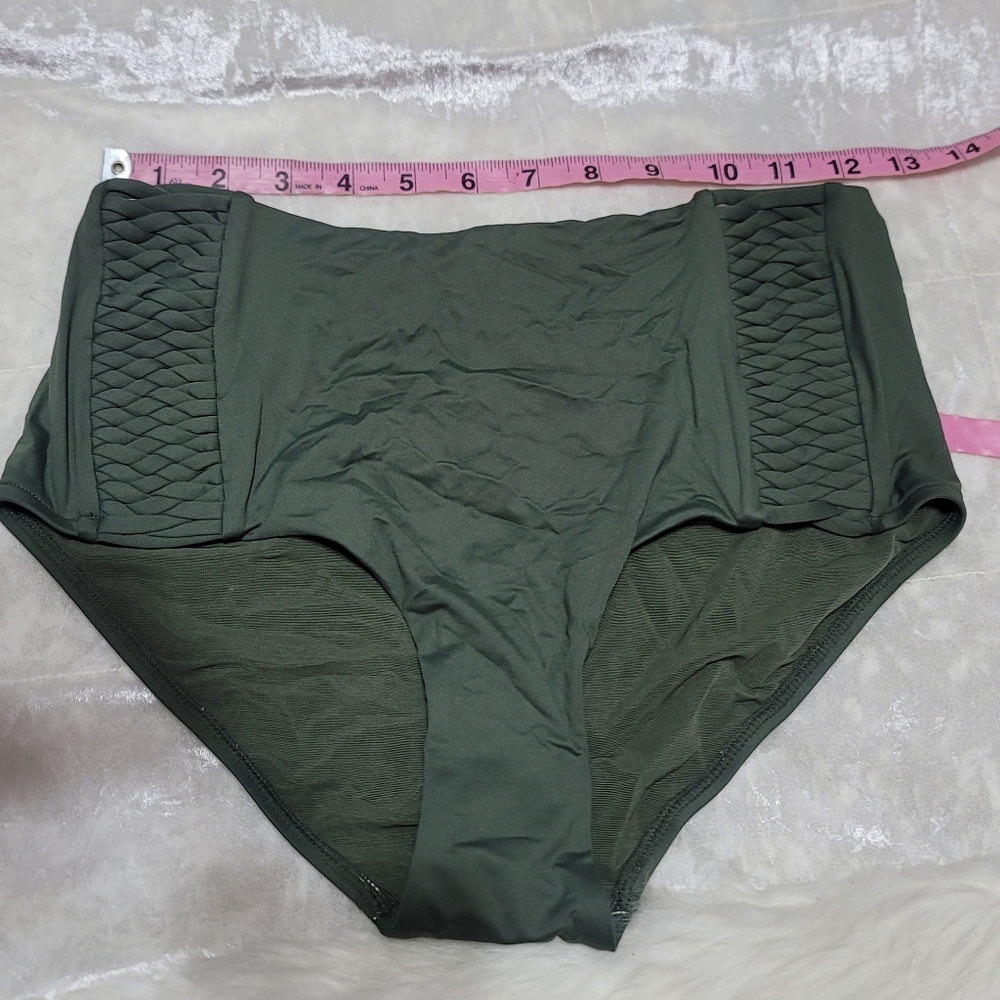 Nwot Sea Level Australia Olive Green Hi Rise Gathered Side Bikini Bottoms Sz 6 View 6
